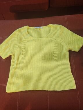Collective Concepts Yellow Ribbed Knit Top